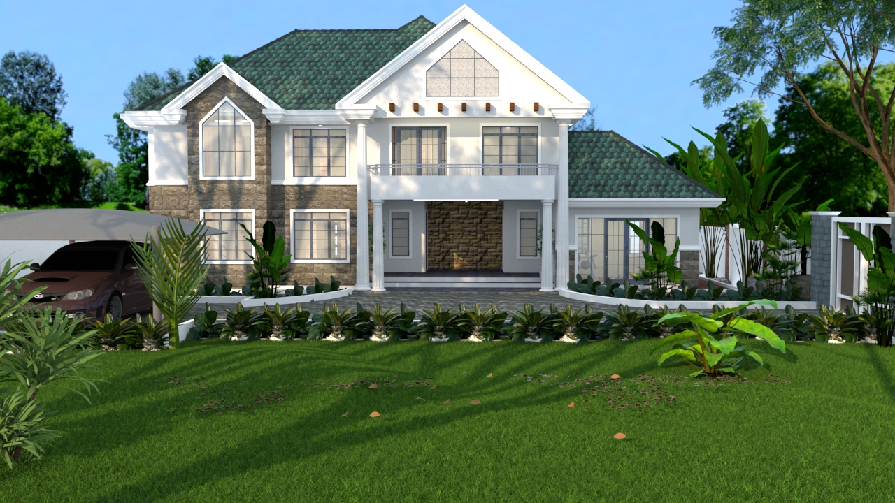 4 Bedroom Maisonette House Plan with a Detached Guest House - ID 1809 ...